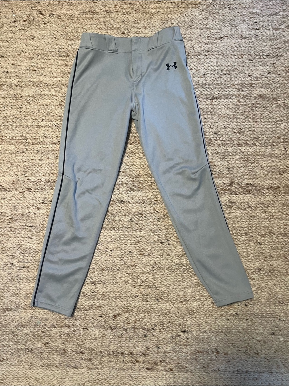 Under Armour Grey Kids Baseball Sweatpants with Black Logo